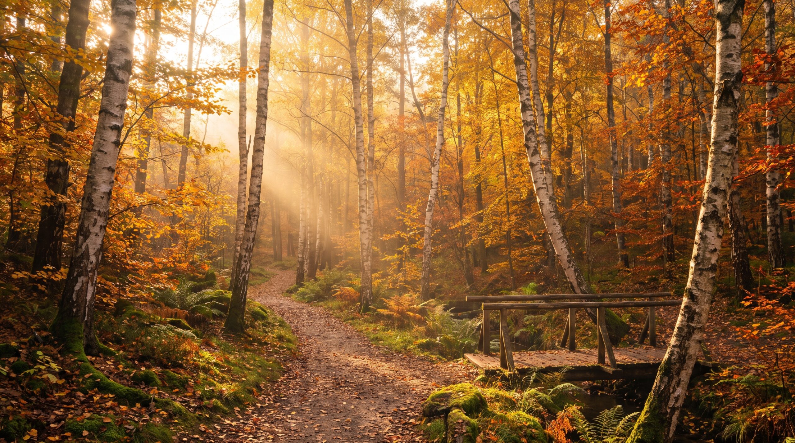 Golden Birch Forest Wallpaper